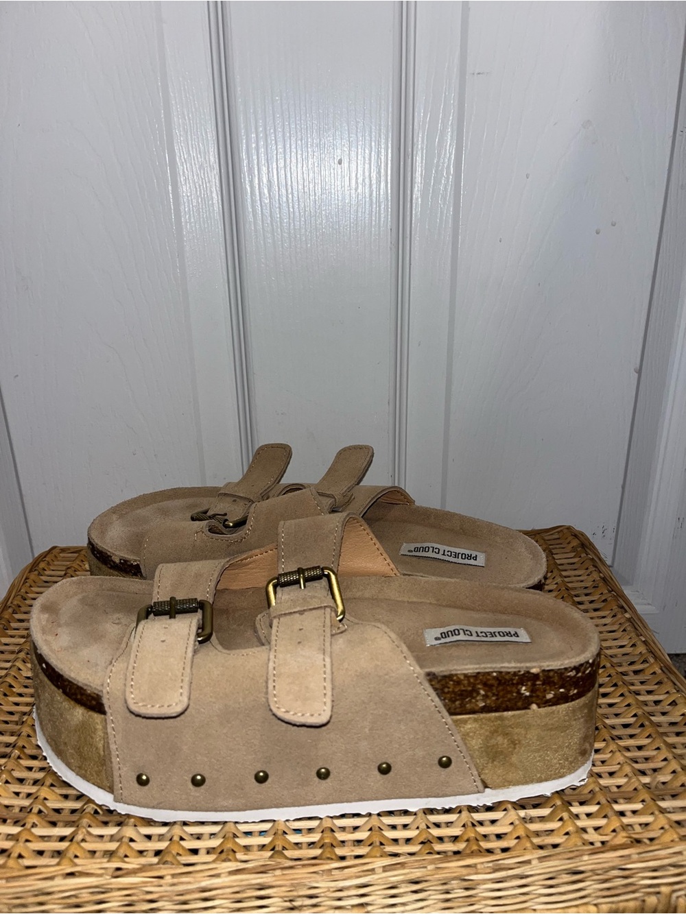PROJECT CLOUD Wedge platform sandals in Taupe